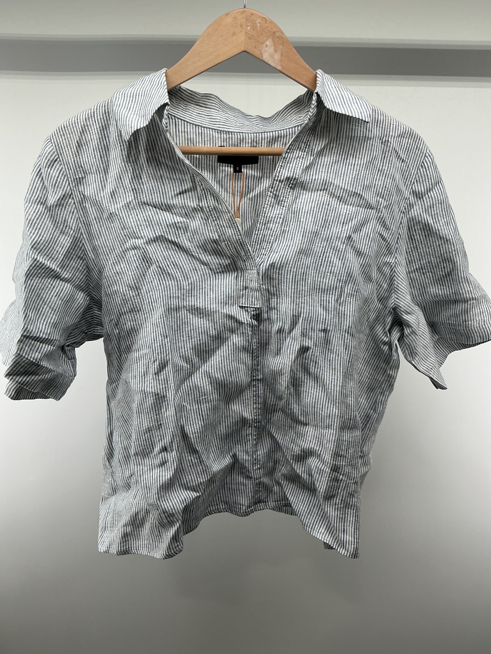 100% European Linen Short Sleeve Popover Top
